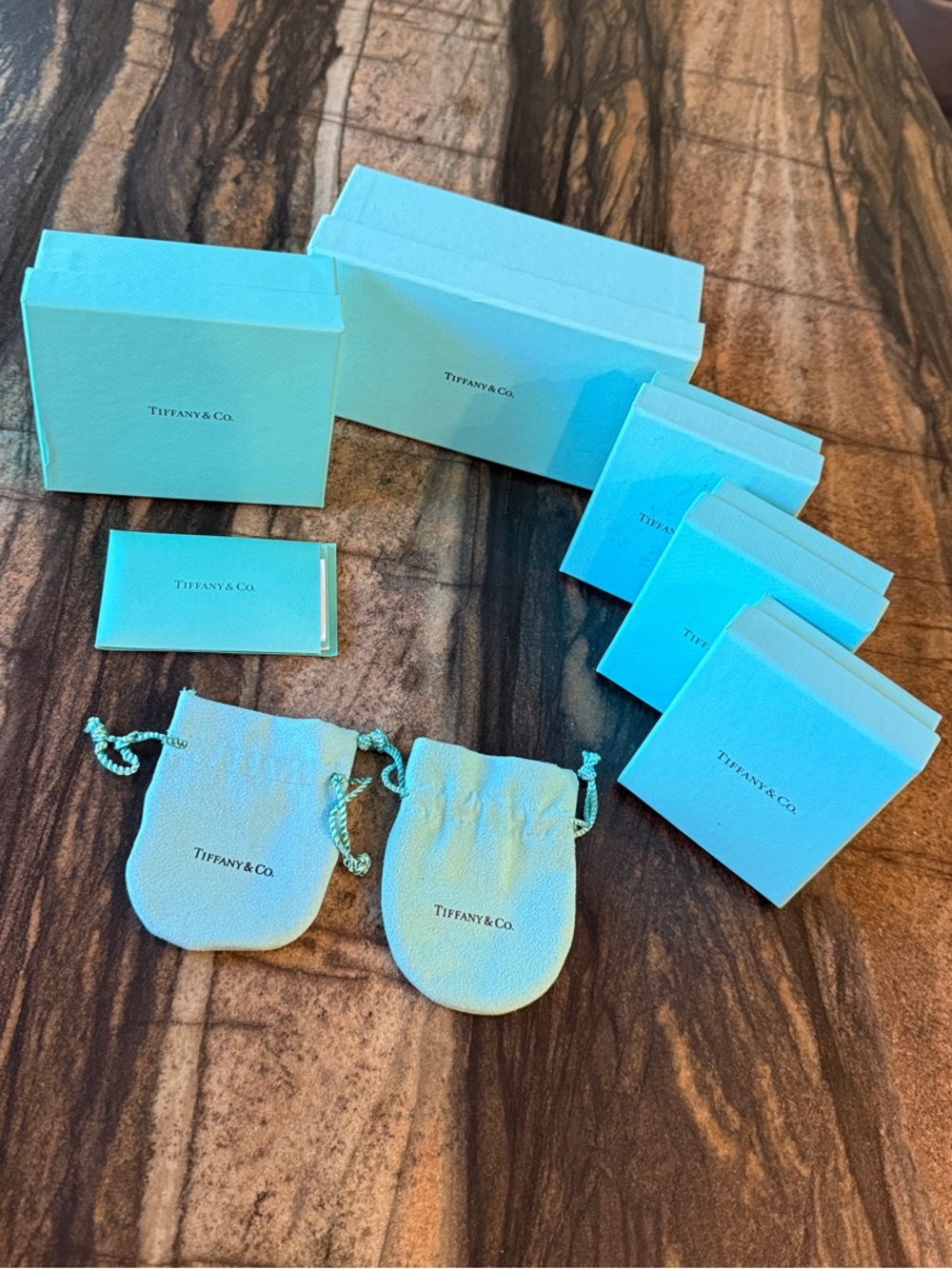 Tiffany & Co. Signature Blue Gift Boxes and Pouches Set